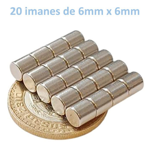 Iman Neodimio 6mm X 6mm N35 Cilindrico Potente Xto