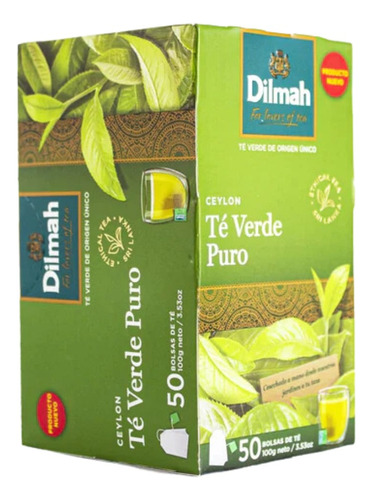 Té Verde Puro De Ceylon Premium Dilmah - 50 Bolsitas