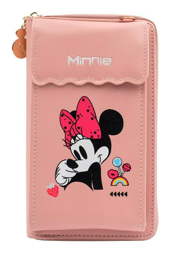 Billetera Porta Celular Minnie Mouse Rosado