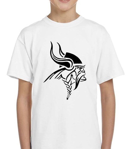 Remera De Niño Vikingo Bigote Trenza Casco Cuernos