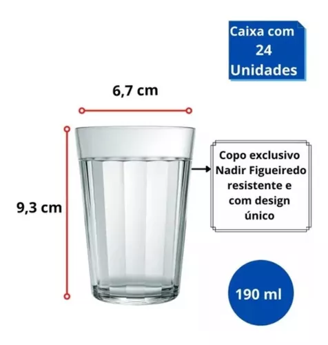 Jogo 12 Copos Americanos 190ml Nadir Copo Lagoinha De Vidro Para