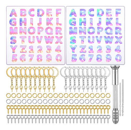 2pc Moldes Resina Para Letras Molde Letra Número Con Llavero