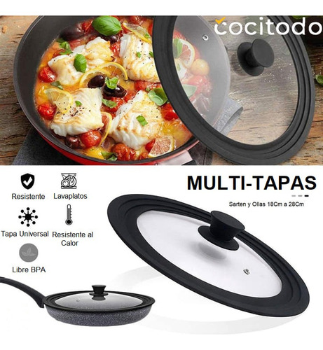 Tapas Multi-medida Para Ollas Y Sartenes De 18cm A 28 Cm