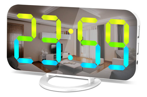 Reloj Despertador Digital Led Con Superficie De Espejo Panta
