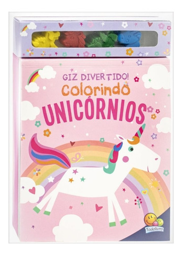 Livro Giz Divertido De Cera Colorindo Unicórnios - P/ Pintar - Desenvolve A Coordenação Motora Montessori Lúdico - Todolivro