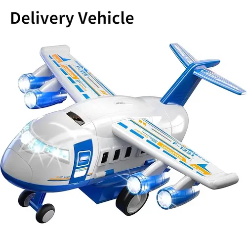 Set De 2 Aviones De Juguete Con Retroceso, Blanco Y Azul – Juego Educativo Para Cumpleaños, Recompensa Por Aprendizaje Y Diversión Al Aire Libre