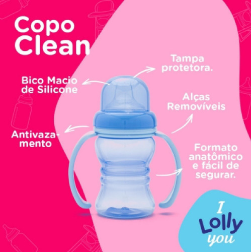 Copo Treinamento Lolly Clean Bico De Silicone Com Alça