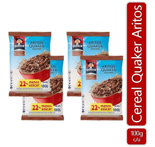 Cereal Quaker Aritos Crujientes 100gr X4 Uds