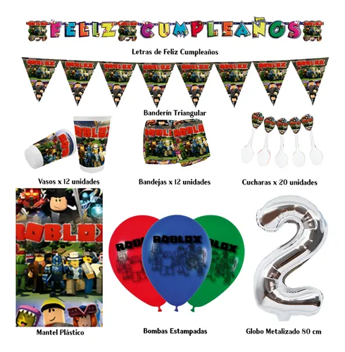 Kit Infantil Decoración Fiesta - Roblox X24 Invitados