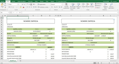 Excel Recibo De Sueldo