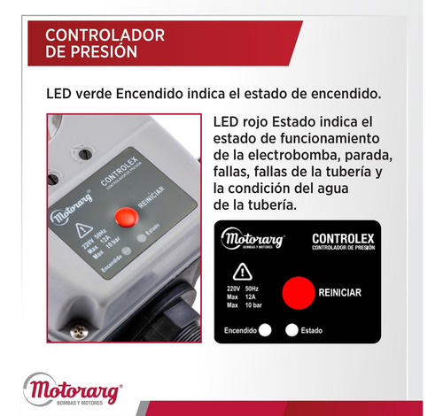 Imagen 4 de 9 de Presurizador Regulable Controlex Motorarg 220 Volts