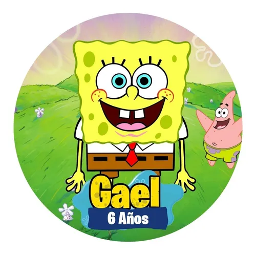 comprar Stickers Cumpleaños Personalizados Bob Esponja 150pz 5cm