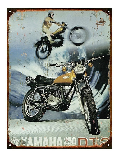 Cartel Chapa Publicidad Antigua Yamaha Enduro 250 1972 A039