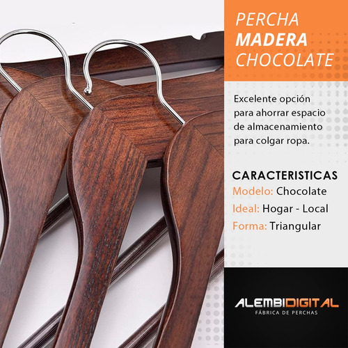 Pack 10 Perchas De Madera Lustrada Importada Premium Hotel