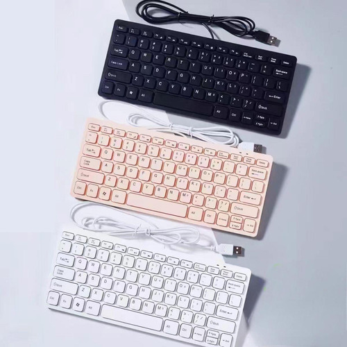 Teclado Com Fio Digação Confortável Mini Conveniente Rosa