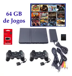 Playstation 2 Ps2 Completo 2 Controle 50 Jogos