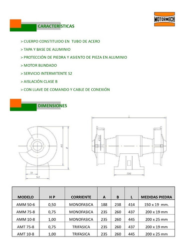 Amoladora De Banco Motormech Profesional 1 Hp Trifasica 380v