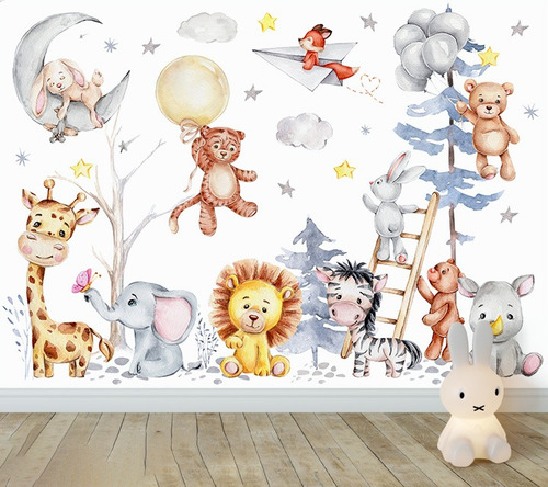 Vinilos Mural Infantil Animales Deco Gigantografia