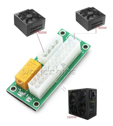 Imagen 5 de 8 de Add2psu Adaptador Conectar Dos Fuentes De Poder Rig Minería