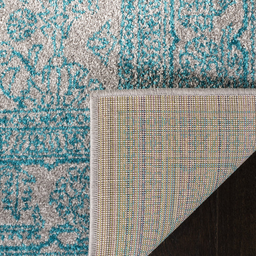 Alfombra Área Medallón Oriental Gris Claro/turquesa 155x229