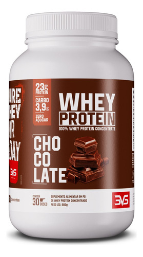 100% Whey Protein Concentrado Com 23g De Proteína Por Dose 900g - Zero Açúcar - Sabor: Chocolate