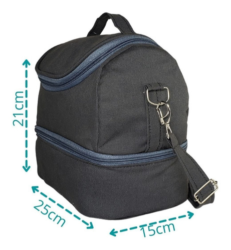 Imagem 2 de 6 de Bolsa Lancheira Térmica Com 2compartimentos Cor Cinza Chumbo
