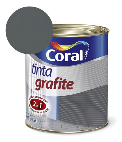 Tinta Para Metal Tinta Grafite Fosco Cinza Escuro 0,9l Coral