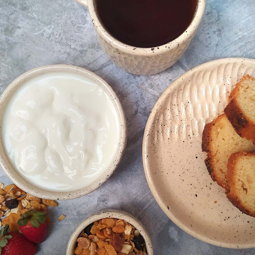 Set Desayuno Taza Cuencos Y Platito Ceramica Artesanal