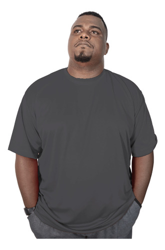 Camiseta Plus Size Básica Masculina Poliéster Dry-fit