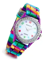 Comprar Lancardo Reloj De Cuarzo Para Mujer Rhinestone Rainbow Color