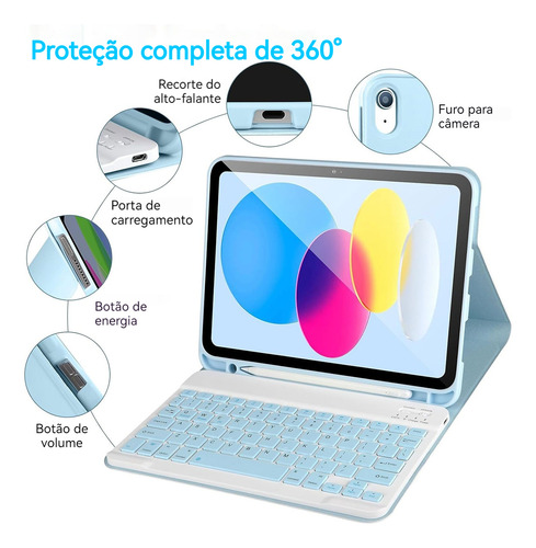 Teclado Bluetooth Mouse Com Capa Para iPad 5/6 Geracao A1893