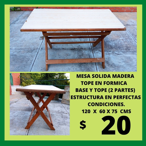 Imagen 4 de 6 de Mesas Plegable De Madera, Hierro