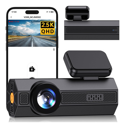 Dash Cam Front 2.5k: Mini Camara Tablero Para Automovil Wifi