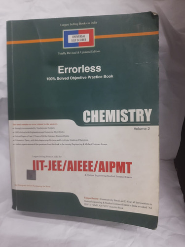 Livro Chemistry Vol 2 Errorless Objective Practise Book - Jit Jee Aieee Aipmt D1b5 [0000]