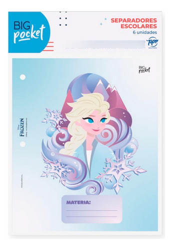 Set Separadores Materia N°3 Frozen Ana Elsa Disney X 6 U Ppr