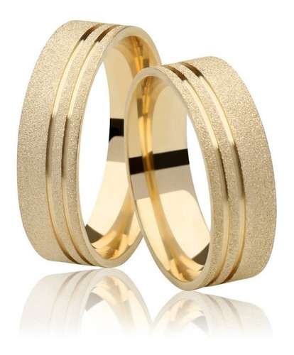 Par De Aliança Ouro 18k 7mm 14g Fosca Com Frizo Anatômica