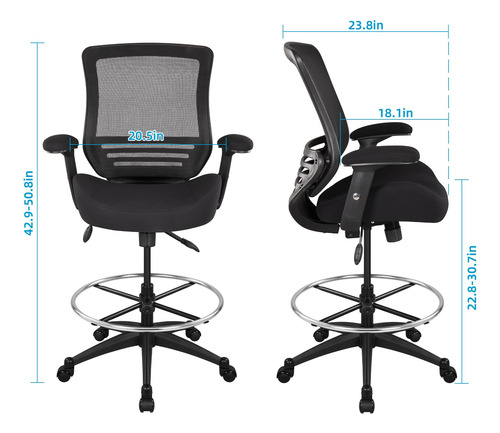Silla Ergonómica De Malla 400 Lbs Ajustable Negra