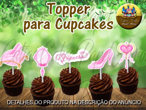Princesa Cor De Rosa Sapatinho 50 Topper Tags Para Cupcake 