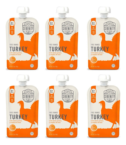 Serenity Kids Pavo Camote,calabaza Y Remolacha Orgánicos 6pz