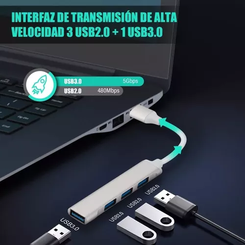 Hub Multiplicador 4 Puertos Adaptador Usb para Notebook Y Pc