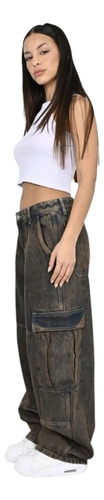 Jean Baggy Rígido Oxidado Premium Dama Diva