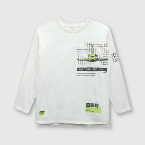 Polera De Niños Espacial Off White (2 A 12 Años)