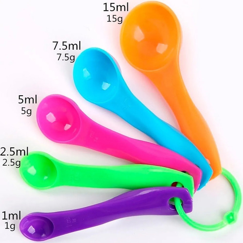 Set 5 Cucharas Medidoras Cucharitas Colores Divertidos