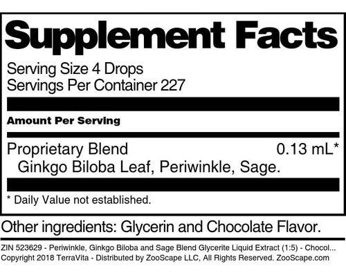 Terravita Extracto Líquido Memoria Sabor Chocolate 1oz