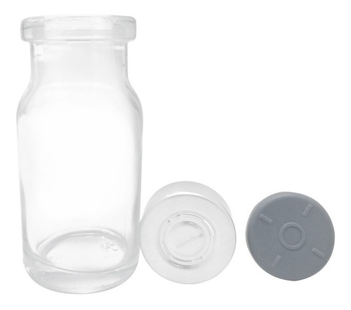 Frasco Vidrio Antibiótico 10 Ml Tapon Hule Precinto 50 Pz Color Cristalino