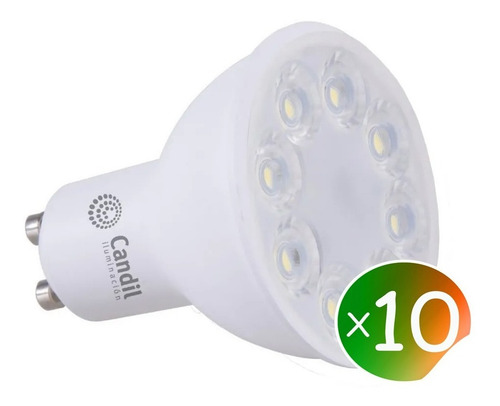 Imagen 1 de 9 de Pack 10 Lampara Dicroica Led Candil 7w Gu10 220v Calido Frio