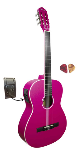 Violão Giannini Nylon Elétrico Rosa N-14 Eq Pks Pink Satin