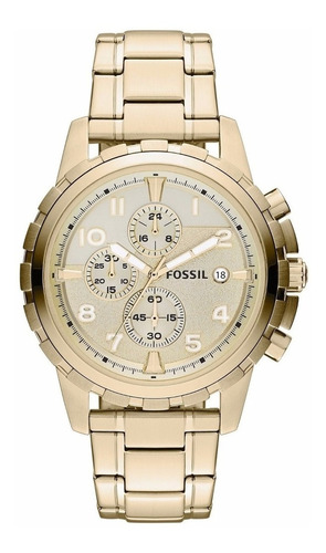 Reloj Fossil Fs4867 Dean Chrono Dorado De Caballero Original