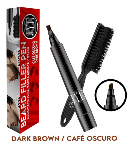 Pincel Bolígrafo Café Oscuro Para Barba Bigote Cejas Jye