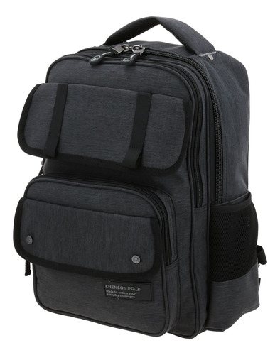 Mochila Grande Chenson Pro Ar Negro Multiples Bolsillos Juvenil